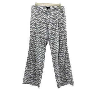 Willi Smith Pants Womens Sz 2 Linen Blend Flare Blue White‎ Slacks Boho Coastal
